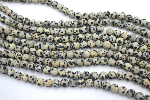Matte Dalmatian Jasper Gemstone Beads, 6mm, Round